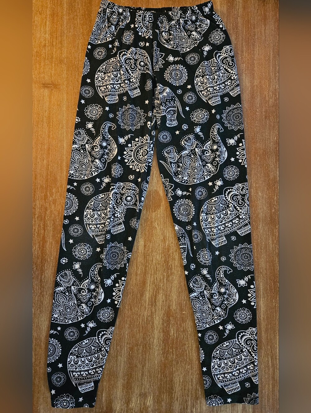 Black and White Thai Elephant Print Leggings Elephant Pants Small Womens Pants